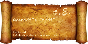 Arendás Ernő névjegykártya